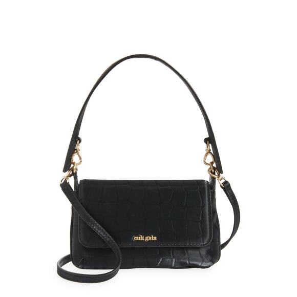 cult gaia Handbags - Cult Gaia 'Damara' Black Leather Shoulder Bag Size OS
